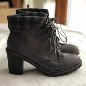 Gray Lace Up Ankle Boots